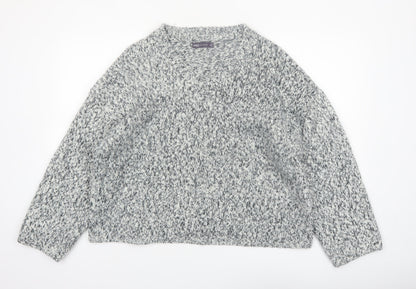 Marks and Spencer Women's Grey XL Chunky Knit V-Neck Jumper