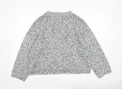 Marks and Spencer Women's Grey XL Chunky Knit V-Neck Jumper