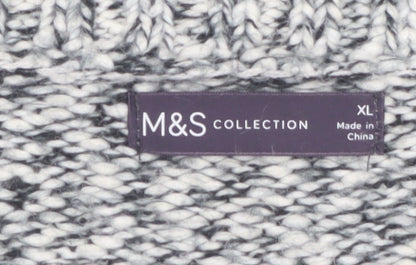 Marks and Spencer Women's Grey XL Chunky Knit V-Neck Jumper
