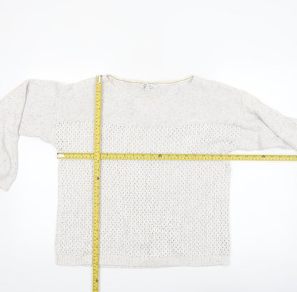 Fat Face Women's Ivory Open-Knit Cotton Jumper Size 12
