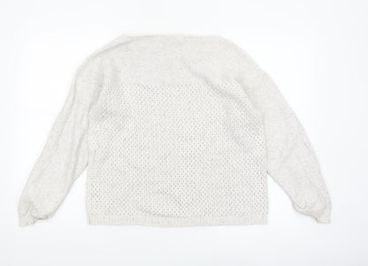 Fat Face Women's Ivory Open-Knit Cotton Jumper Size 12