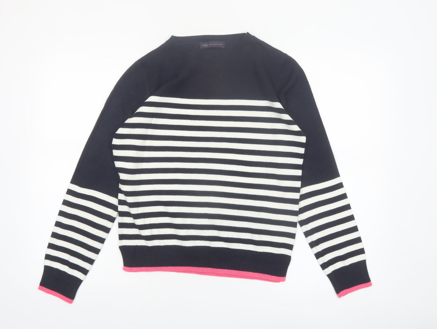Marks and Spencer Women’s Navy Stripe Crew Neck Jumper Size 10