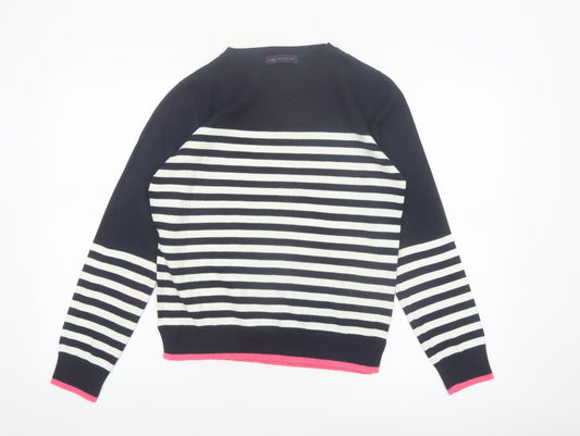 Marks and Spencer Women’s Navy Stripe Crew Neck Jumper Size 10