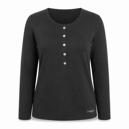 Craghoppers Womens Black Long Sleeve Button-Up Top UK 12