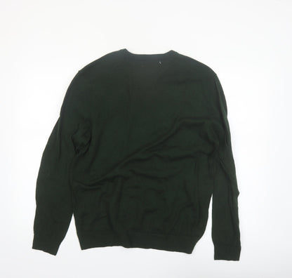 Club Room Men's Green Lambswool V-Neck Jumper XL Classic Fit