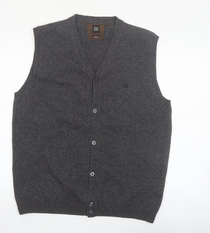 Pedro del Hierro Men's Grey Wool Button Vest 2XL Classic Knit