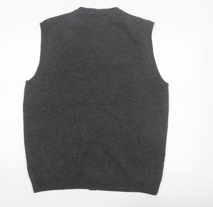 Pedro del Hierro Men's Grey Wool Button Vest 2XL Classic Knit