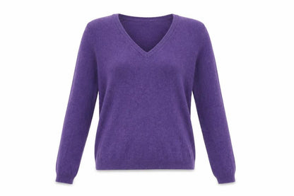 United Colors of Benetton Women's Purple Wool V-Neck Jumper Size 8