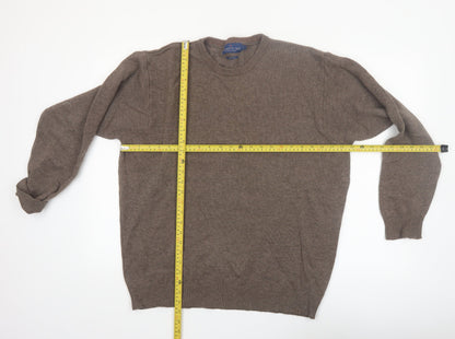 Atlantic Bay Men's Brown Lambswool Crew Neck Jumper Size L