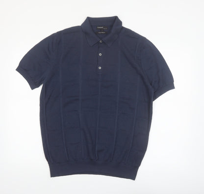 Marks and Spencer Autograph Men’s Blue Merino Wool Slim Fit Polo L