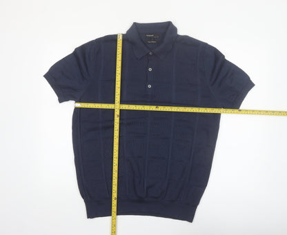 Marks and Spencer Autograph Men’s Blue Merino Wool Slim Fit Polo L