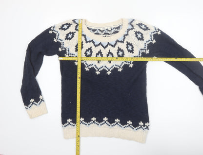 FatFace Womens Blue Fair Isle Cotton Jumper Size 12