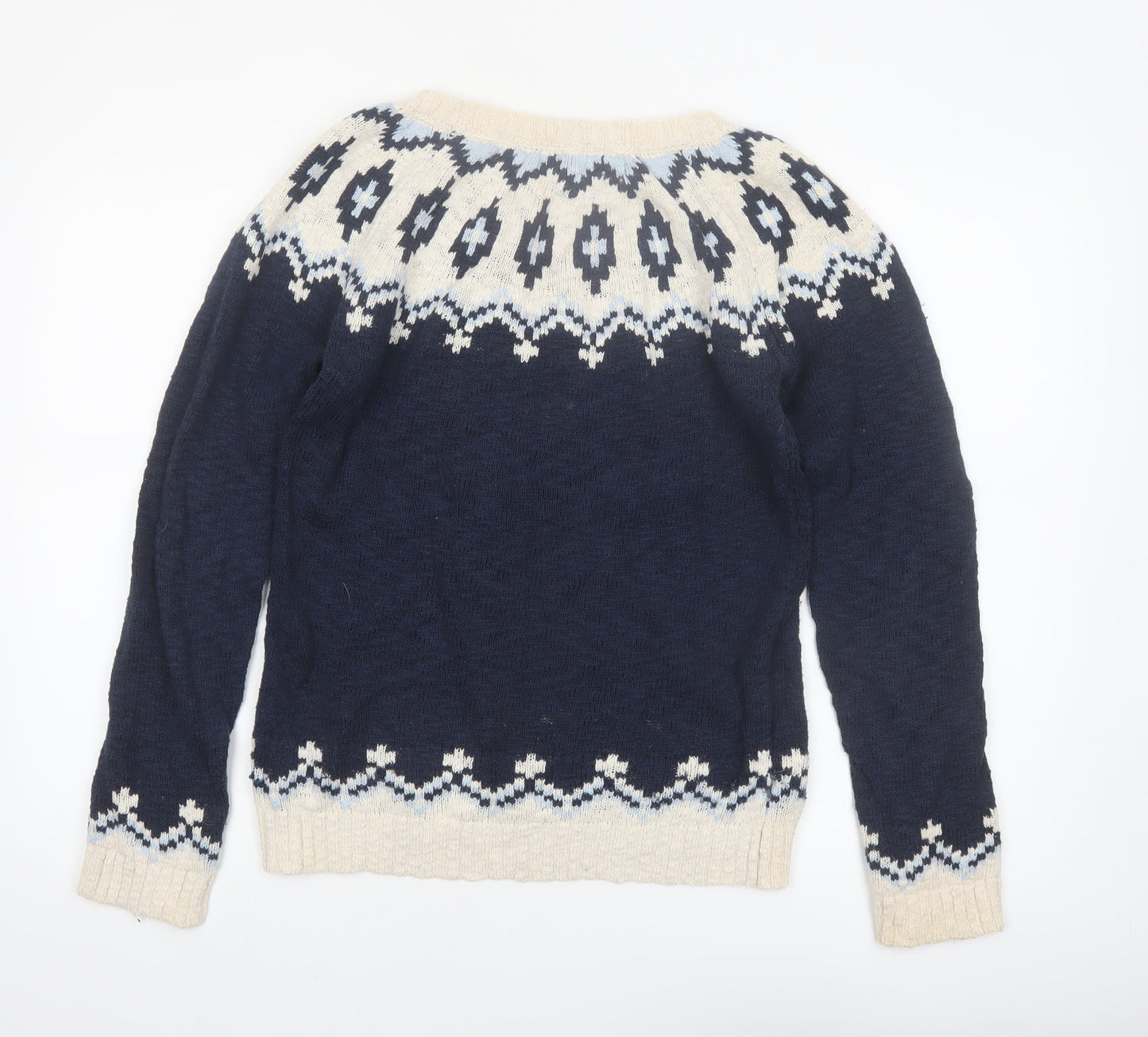 FatFace Womens Blue Fair Isle Cotton Jumper Size 12
