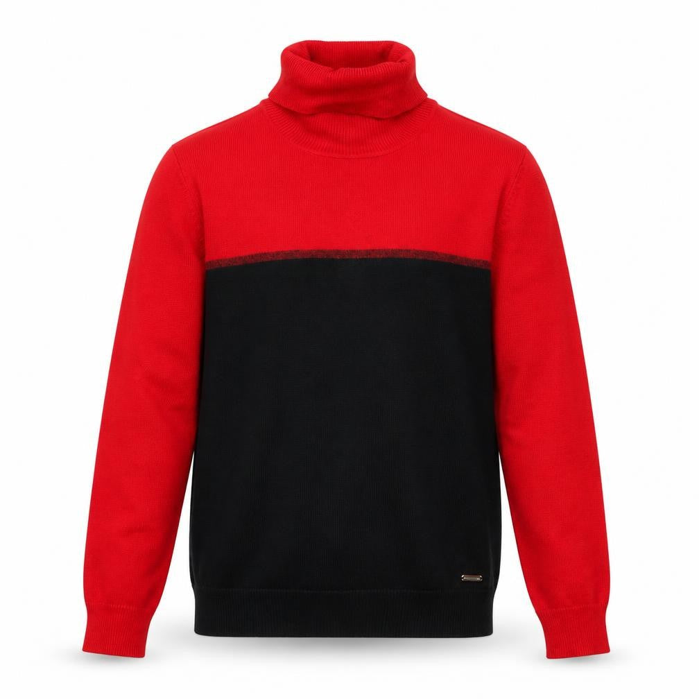 Calvin Klein Mens Red Black Roll Neck Jumper Size M