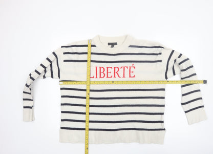 New Look Women Ivory Striped Liberté Knit Jumper Size L