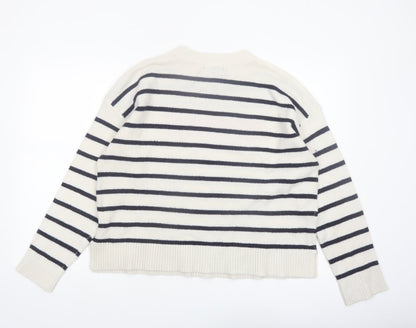 New Look Women Ivory Striped Liberté Knit Jumper Size L