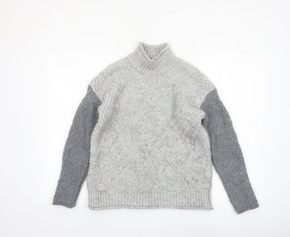 Marks and Spencer Women’s Grey Cable-Knit Mock Neck Jumper XS