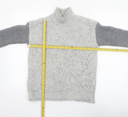 Marks and Spencer Women’s Grey Cable-Knit Mock Neck Jumper XS