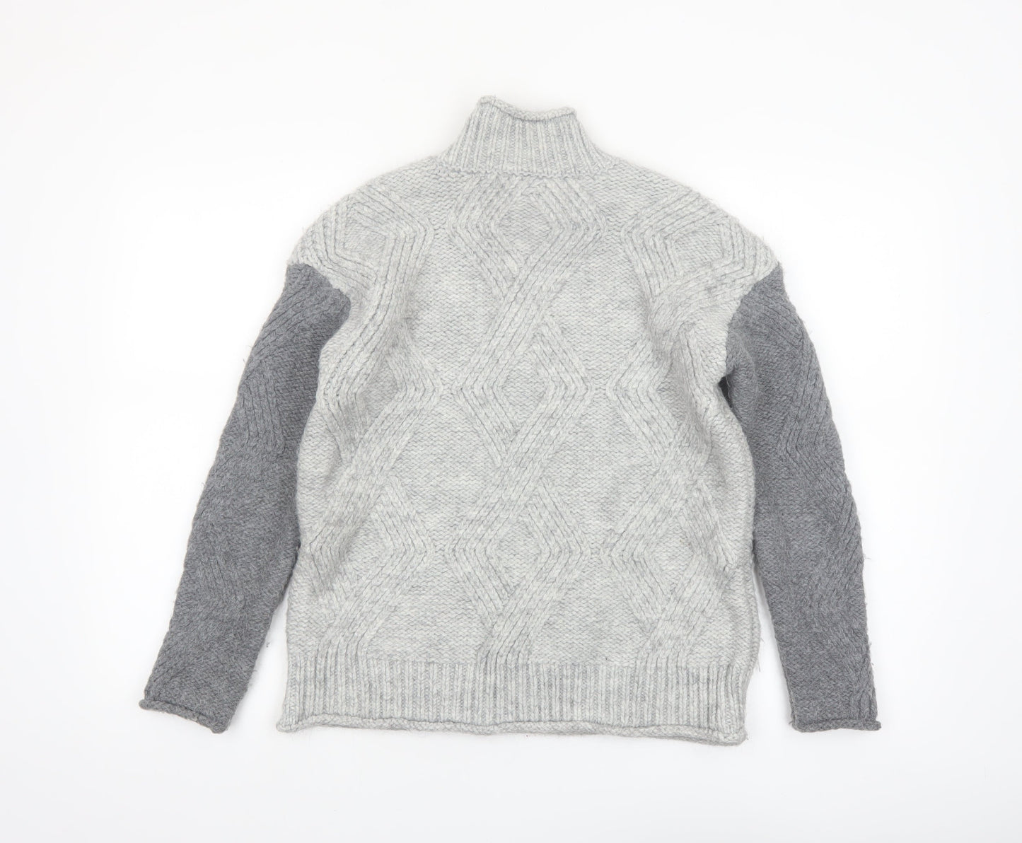 Marks and Spencer Women’s Grey Cable-Knit Mock Neck Jumper XS
