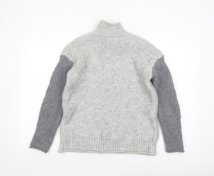 Marks and Spencer Women’s Grey Cable-Knit Mock Neck Jumper XS