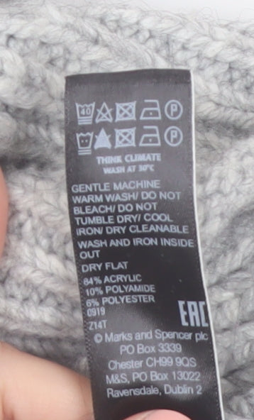 Marks and Spencer Women’s Grey Cable-Knit Mock Neck Jumper XS