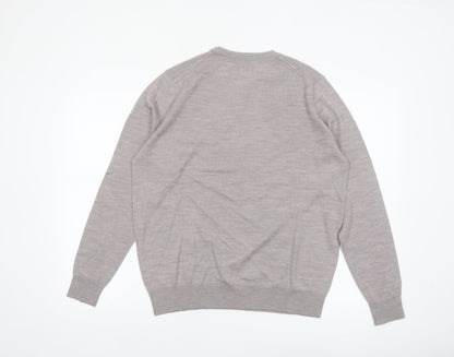 Marks and Spencer Women Grey Merino Wool Crew Neck Jumper Size 14