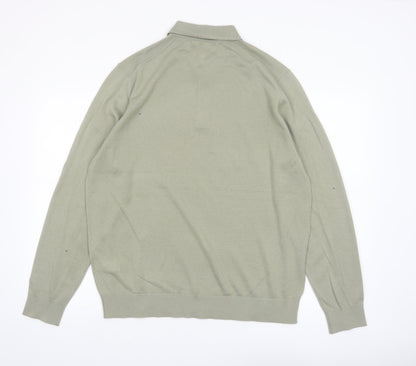 Marks and Spencer Men’s Green Merino Wool Henley Jumper L Classic Fit