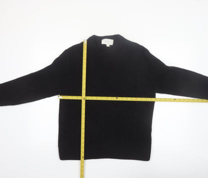Zara Origins Women Black Wool Cable-Knit Jumper Size 12