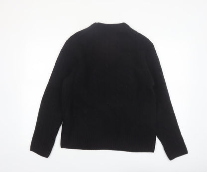 Zara Origins Women Black Wool Cable-Knit Jumper Size 12
