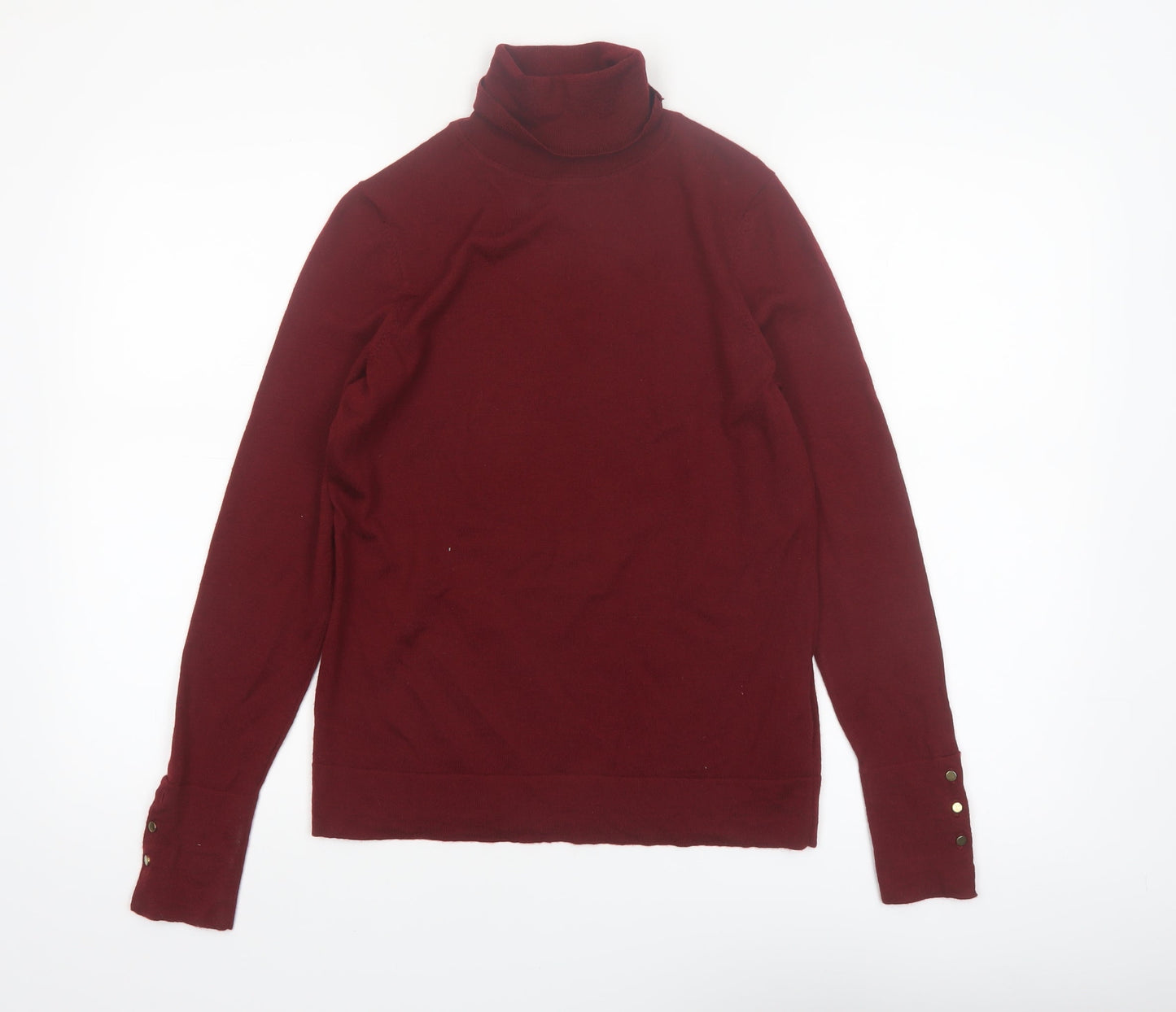 Hobbs Women Red Roll Neck 100% Merino Wool Jumper Size S