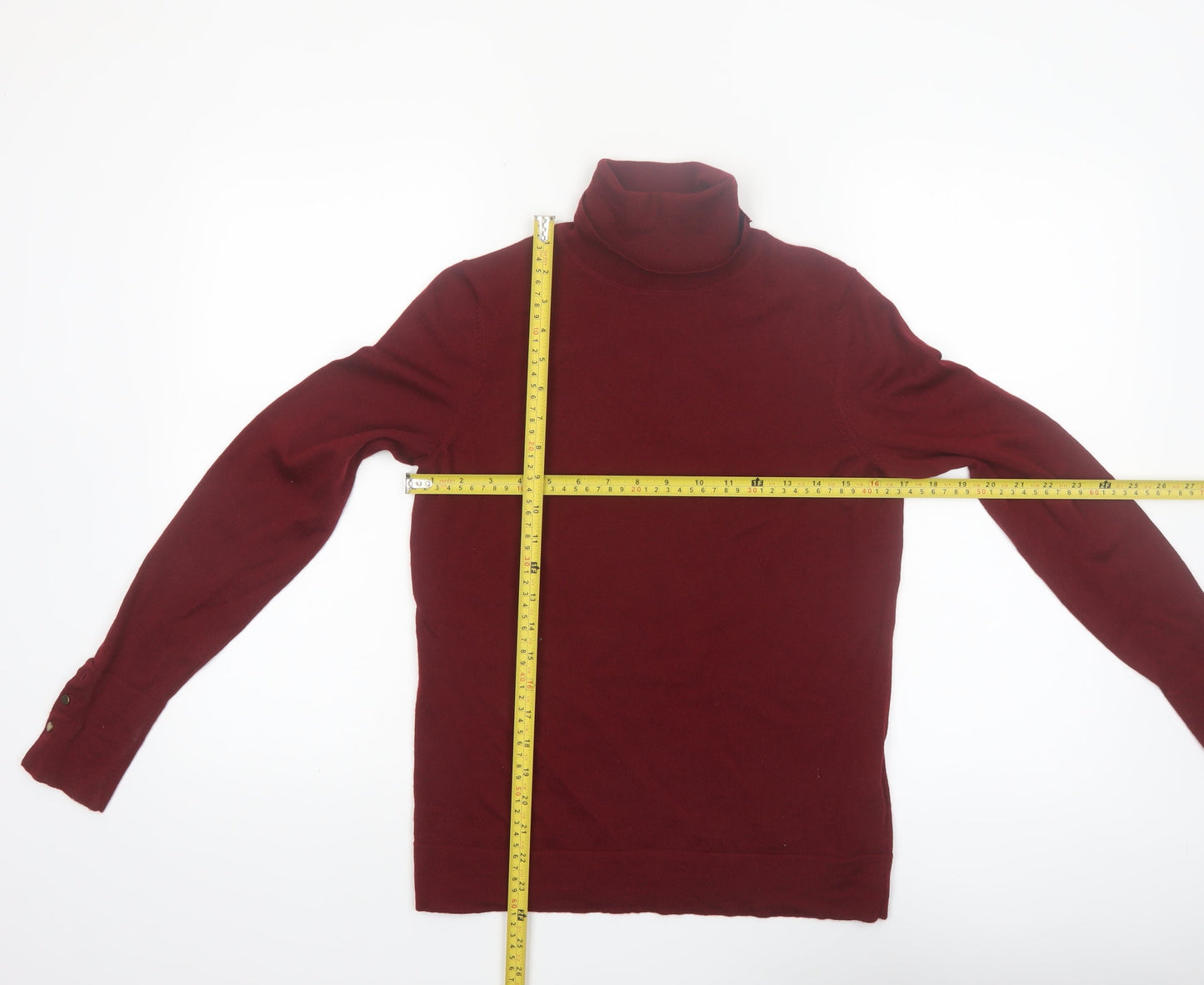 Hobbs Women Red Roll Neck 100% Merino Wool Jumper Size S