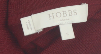 Hobbs Women Red Roll Neck 100% Merino Wool Jumper Size S