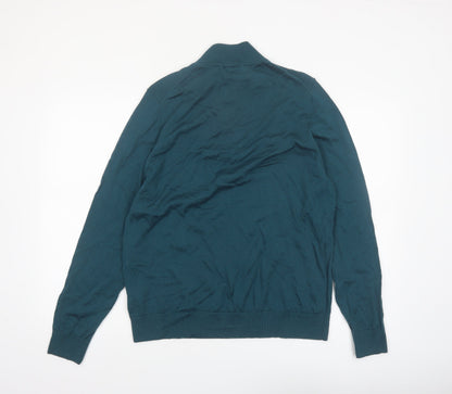 Marks and Spencer Autograph Men's Green Merino Wool Half Zip Jumper XL