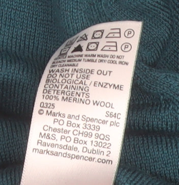 Marks and Spencer Autograph Men's Green Merino Wool Half Zip Jumper XL