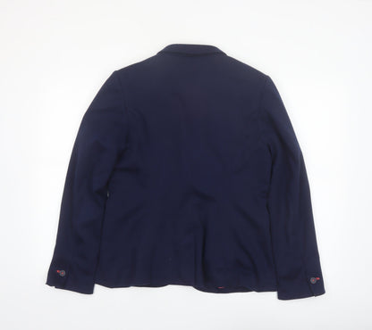 Joules Women's Blue Blazer Jacket UK 14 Classic Tailored Single-Breasted