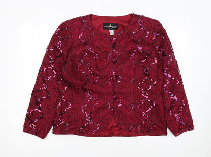 JS Collections Petite Burgundy Sequin Evening Jacket UK 14