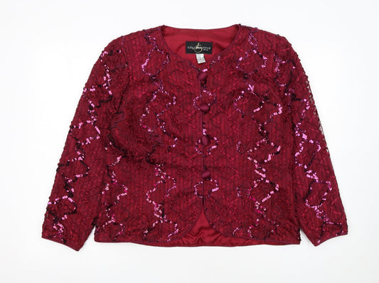 JS Collections Petite Burgundy Sequin Evening Jacket UK 14