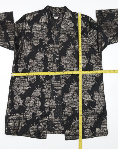 David Women Black Floral Lace Mid-Length Blazer Size 12