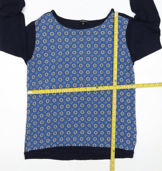 Caroll Women's Blue Geometric Long Sleeve Pullover Jumper Size 14