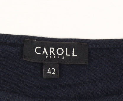 Caroll Women's Blue Geometric Long Sleeve Pullover Jumper Size 14