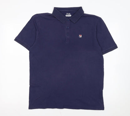 FILA Men's Blue Regular Fit Cotton Stretch Polo Shirt L