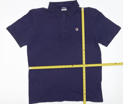 FILA Men's Blue Regular Fit Cotton Stretch Polo Shirt L