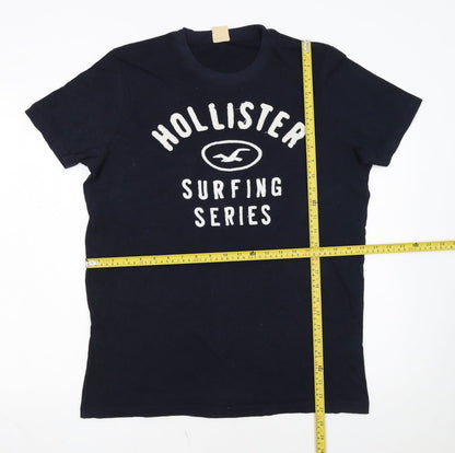 Hollister Men's Navy Surfing Series T-Shirt L Embroidered Cotton