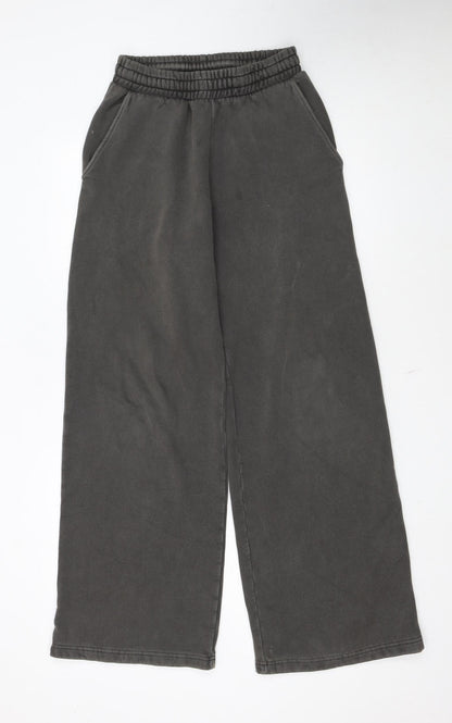 Weekday Women’s Grey Wide-Leg Sweatpants XS Elastic Waist Fleece