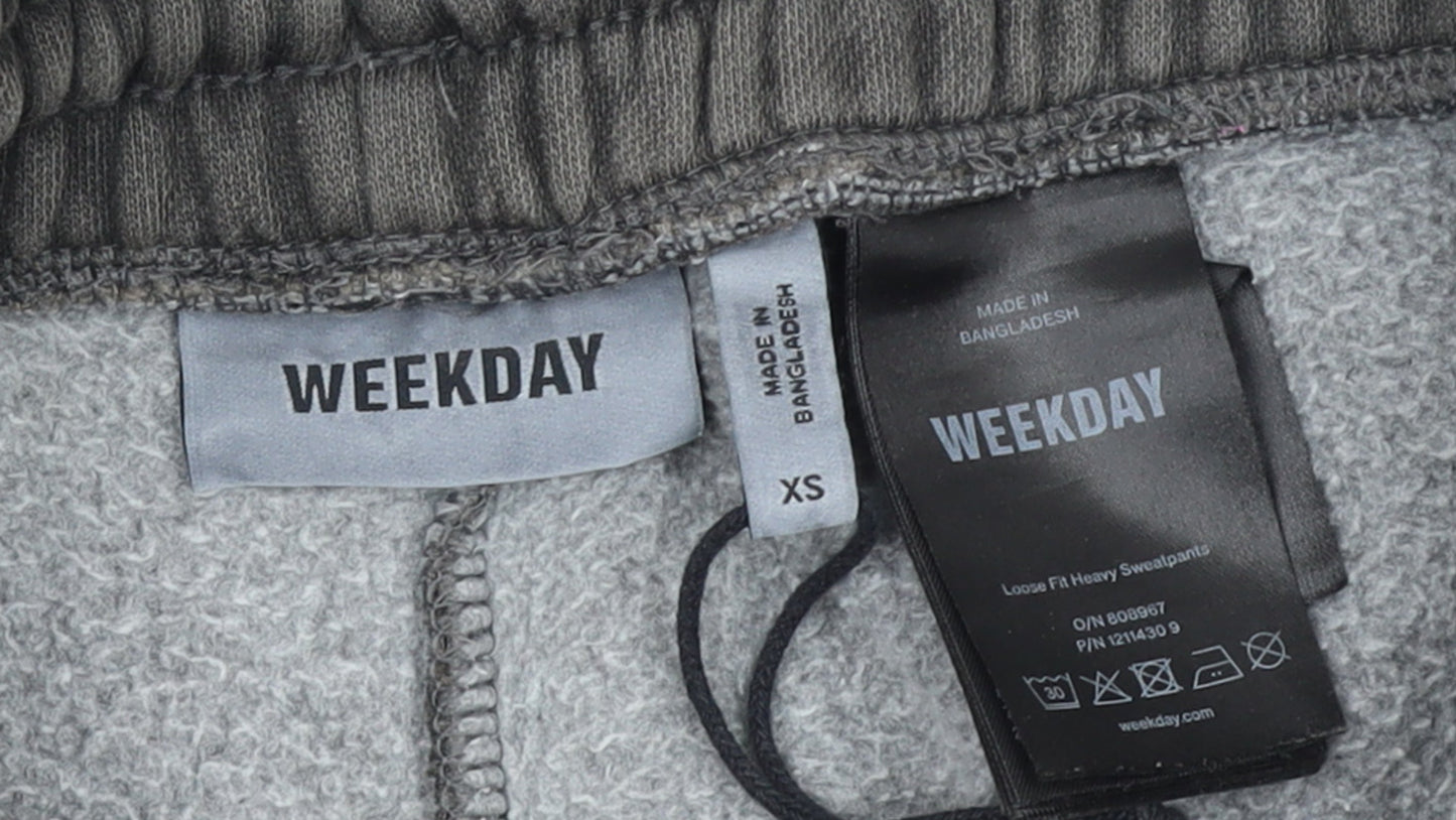 Weekday Women’s Grey Wide-Leg Sweatpants XS Elastic Waist Fleece