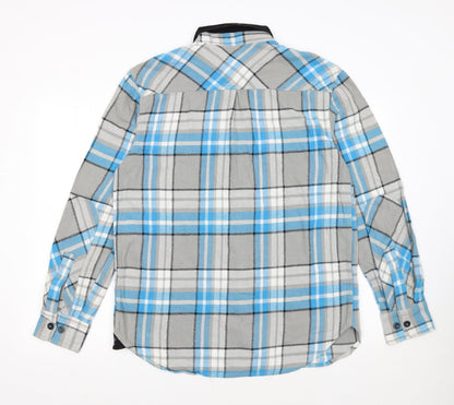 Rocawear Men's Blue Check Flannel Long Sleeve Classic Shirt Size L