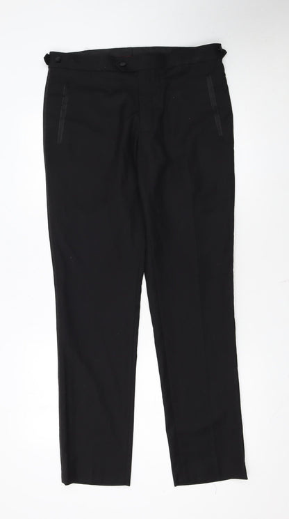 Dobell Men's Black Skinny Fit Dress Trousers Size 32R