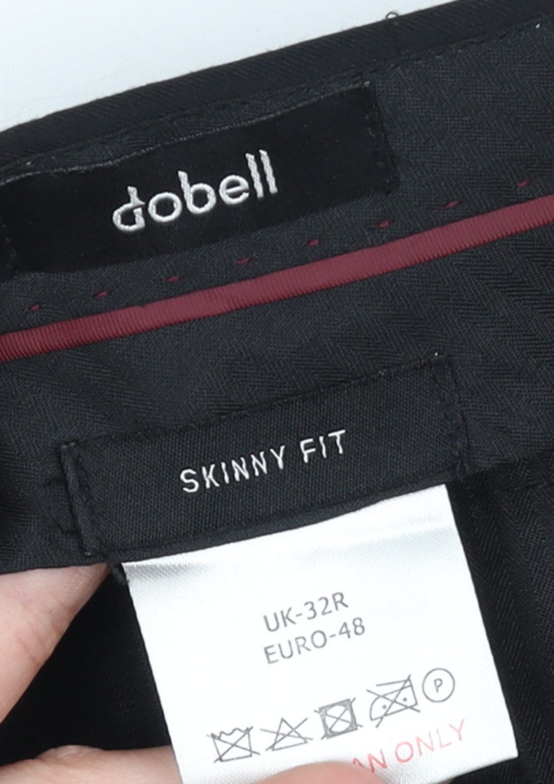 Dobell Men's Black Skinny Fit Dress Trousers Size 32R