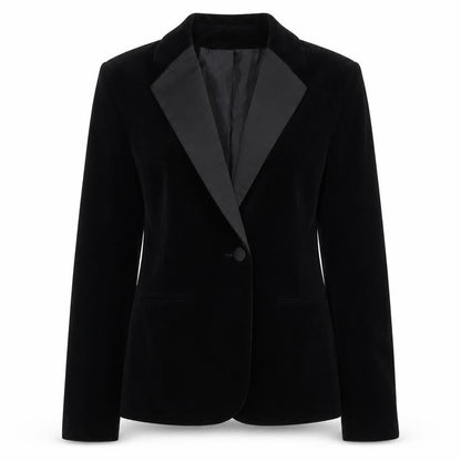 Select Womens Black Velvet Cotton Shawl Lapel Tuxedo Blazer Size 10