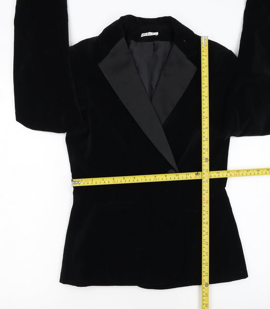 Select Womens Black Velvet Cotton Shawl Lapel Tuxedo Blazer Size 10